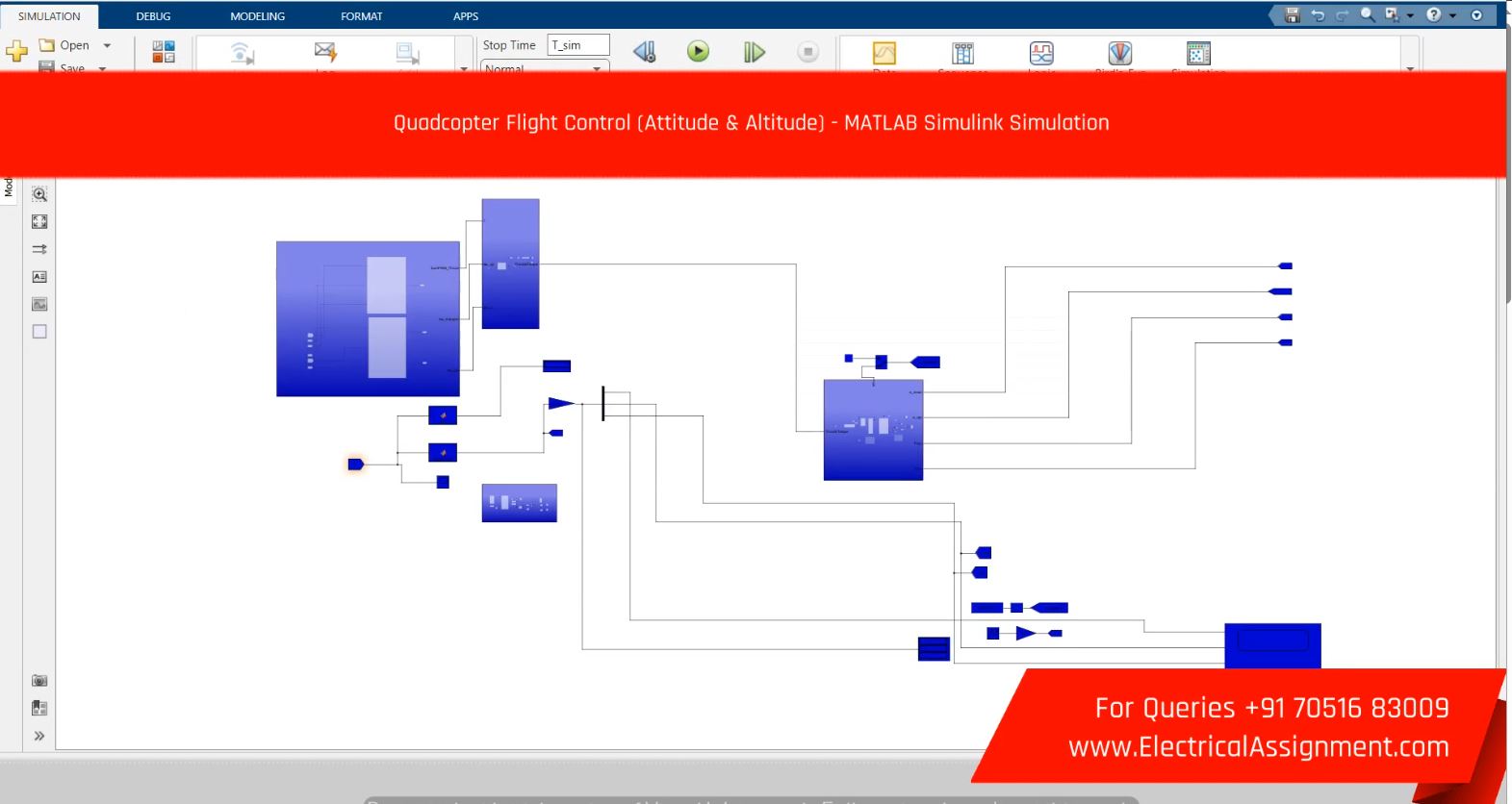 Quadcopter Flight Control (Attitude & Altitude) - MATLAB Simulink Simulation screenshot 2